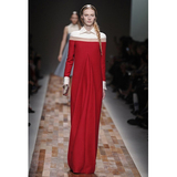 红色礼服新款2016主持人女长款立领晚装宴会礼服显瘦晚礼服冬季