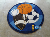 新中式足球篮球圆形玄关门口垫地毯客厅餐厅书房地毯卧室地毯家用