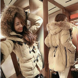 香港正品代购韩国SZ2014新款冬装大毛领中长款羽绒服女装大码外套