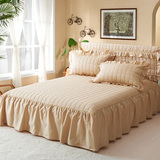 米尔卡尔 全棉夹棉床罩床裙纯棉加棉床套1.5m1.8米韩版床单防尘罩