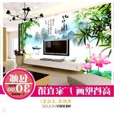 中式山水情风景画电视墙大型壁画沙发客厅无缝电视背景墙壁纸墙纸