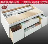 勇洁无床头板式简约现代韩式抽屉储物收纳高箱床1.5 1.8单双人床