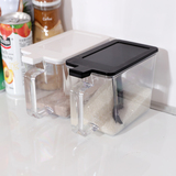 日本sanada调料盒塑料调味盒厨房用品盐罐带盖调味罐调料罐附勺子