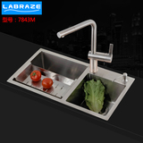 德国LABRAZE 304不锈钢加厚手工水槽双槽 洗菜碗盆水池 厨房水槽