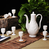景德镇陶瓷酒具套装中式浮雕龙酒具传统倒酒壶 高脚杯 白酒杯酒壶