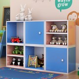 彩色儿童自由组合幼儿园书柜玩具储物柜实木书架简易小柜子小学生