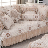 棉麻欧式夏季沙发垫子布艺米色坐垫防滑欧式沙发套可定制