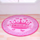 圆形儿童地毯卧室床边毯地垫爬行垫卡通可爱兒童房公主直径1米
