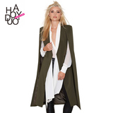 Haoduoyi2015冬新款欧美时尚大衣斗篷式披肩风衣外套中长款女上衣