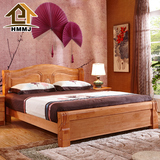 现代中式简约实木床橡胶木1.8米双人婚床储物卧室全实木家具套装