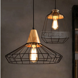北欧现代简约铁艺木头吊灯连锁餐厅饭店酒吧LOFT灯饰创意个性灯具