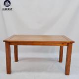 北欧简约美式乡村柞木全实木餐桌方形1.4米白橡木餐桌椅组合特价