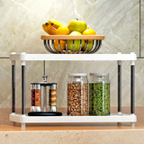 索尔诺正品简易塑料厨房桌面卫生间双层橱柜分层收纳置物架小书架