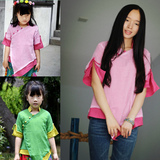 夏韩版儿童衬衫女童装纯棉长袖短袖衬衣立领娃娃衫宝宝上衣中大童