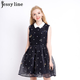 杰西莱jessy line2016夏装新款杰茜莱专柜正品百搭印花显瘦连衣裙