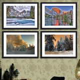自然风光客厅装饰画雪山雪景现代简约卧室沙发挂画壁画有框风景画