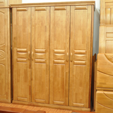 美柏三四五六门大衣柜实木橡木原木色大容量简易环保卧室储物特价