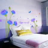 康乃馨 特大紫色温馨家居装饰墙贴 卧室客厅过道可移除墙壁贴纸