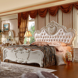 欧式双人真皮床实木软靠公主大床卧室奢华法式储物高箱1.8米婚床