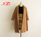 JUZI 定制高端D式风格大廓型加厚长款手缝双面羊绒毛呢外套女大衣
