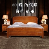 现代简约全实木床1.8米双人床特价中式橡木床1.5米储物木头床成人