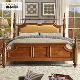 美式实木床欧式真皮床双人床1.8米1.5卧室家具简约婚床大床特价