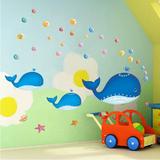 海洋墙贴海鱼蓝鲸卧室客厅教室幼儿园环境布置墙贴特大卡通贴纸