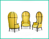 出口美式布艺黄色太空椅法式高背形象椅后现代欧式鸟笼蛋壳椅