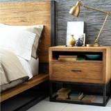 美式复古铁艺实木床头柜 LOFT高档床头抽屉 家具边几电话桌特价