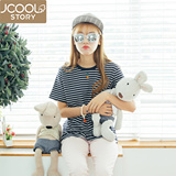 jcoolstory韩国2016夏装韩版小萝卜学生条纹短袖T恤女宽松上衣潮