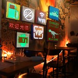 酒吧复古装饰品咖啡厅创意挂件奶茶店夜光提示牌墙上装饰灯牌壁挂