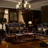 高级欧式真皮沙发美式仿古沙发古典复古沙发实木雕刻欧式客厅沙发