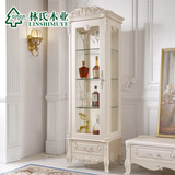 林氏木业法式田园玻璃酒柜单门客厅装饰柜白色储物柜家具KH620C