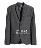 H&M HM 男装专柜正品代购 11月 杂黑色窄领两粒扣西装 8折0307306