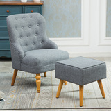 美式单人沙发小户型布艺双人沙发椅子卧室客厅复古实木小沙发椅