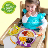 宝宝餐具卡通碗盘婴儿碗勺双耳碗防摔密胺分格餐盘带盖幼儿园餐具