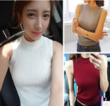 新款韩版女式羊绒背心里套外穿打底修身显瘦半高领毛衣马甲针织衫