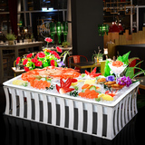 自助餐展示台不锈钢陶瓷水果盘点心试吃盘冰盘海鲜寿司展示架创意