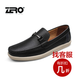 zero零度男鞋正品 夏季英伦潮流镂空皮鞋低帮单鞋日常休闲圆套黑