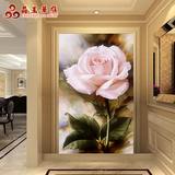 玄关背景墙瓷砖现代欧式客厅走廊过道微晶石3d雕刻壁画 香槟玫瑰