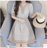 韩国欧时力代购公司ocnltiy夏季女装大码气质短袖修身显瘦连衣裙