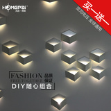 鸿派现代简约创意个性LED壁灯客厅背景墙灯3D立体盒子灯装饰灯