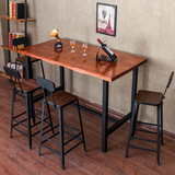 创意家用客厅酒吧星巴克实木高脚桌简约现代靠墙吧台桌椅组合