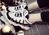 韩国新款牛奶黑白运动鞋休闲女鞋跑步鞋韩版平跟单鞋内增高篮球鞋