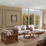 客厅家具现代中式实木沙发白蜡木客厅可拆洗转角沙发客厅沙发