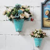 新品欧式复古蓝色花瓶牡丹花套装壁挂装饰 花开富贵居家整体花艺