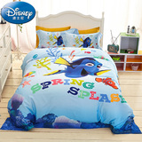 Disney/迪士尼儿童床上用品 纯棉海底总动员贡缎四件套 床单被套