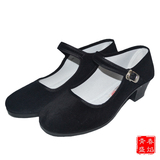 春季新款黑色高跟老北京布鞋 女款 民国学生装 鞋子 酒店工作鞋