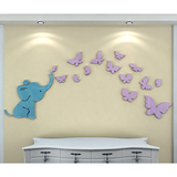 大象3D亚克力立体墙贴卧室可爱卡通客厅儿童房装饰幼儿园墙纸贴画