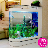 创意生态金鱼缸水族箱子弹头超白玻璃吧台定制中型1.2米热带鱼缸